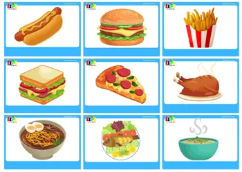 Food Flashcards no words use online or download free PDF file
